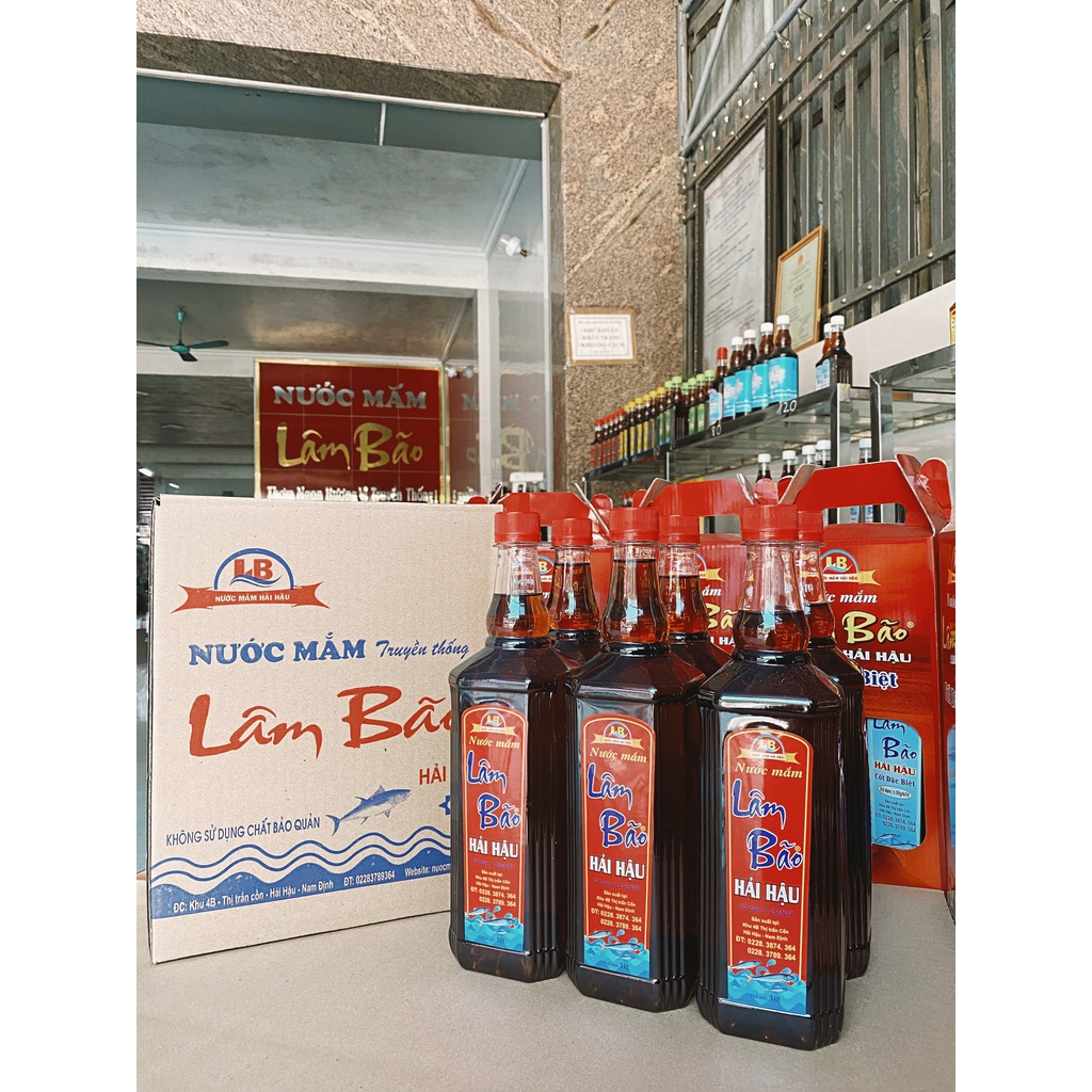 Thùng 6 Chai 1L Nước Mắm Lâm Bão Nút Đỏ 25 Độ Đạm Cốt Cá