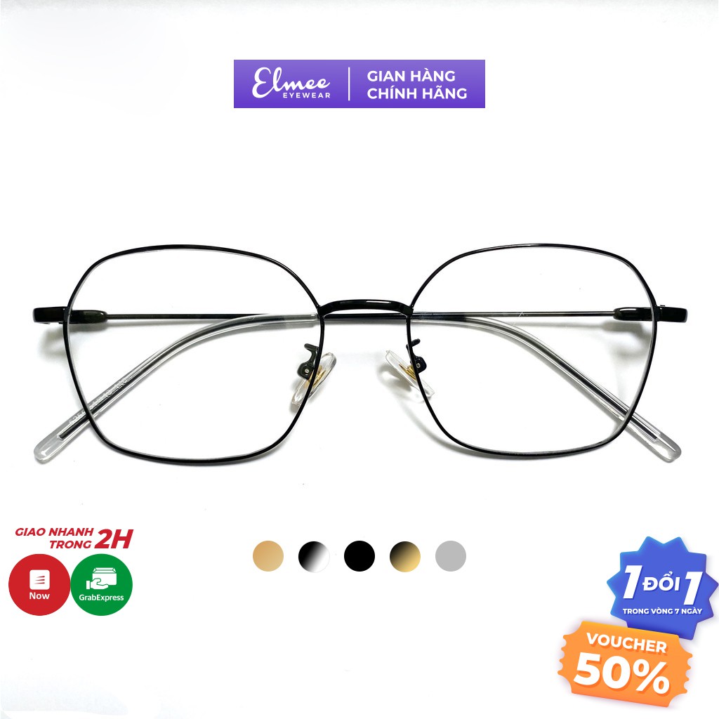 Gọng kính cận mắt vuông dáng Hàn Quốc Elmee E5256, có cắt mắt cận