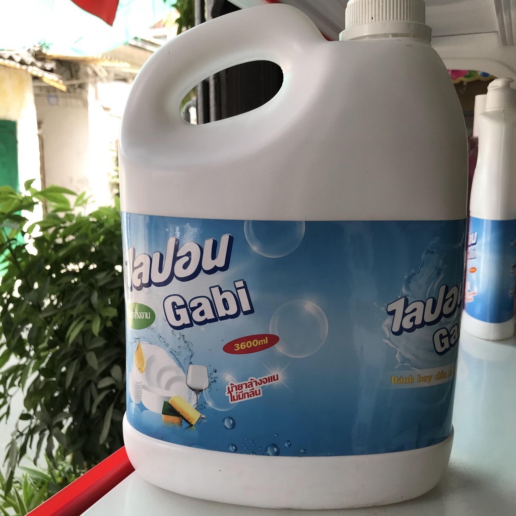 Nước rửa chén bát sinh học Gabi đậm đặc nước rửa chén Thái Lan an toàn da nhạy cảm diệt sạch khuẩn hương quế 3.6L