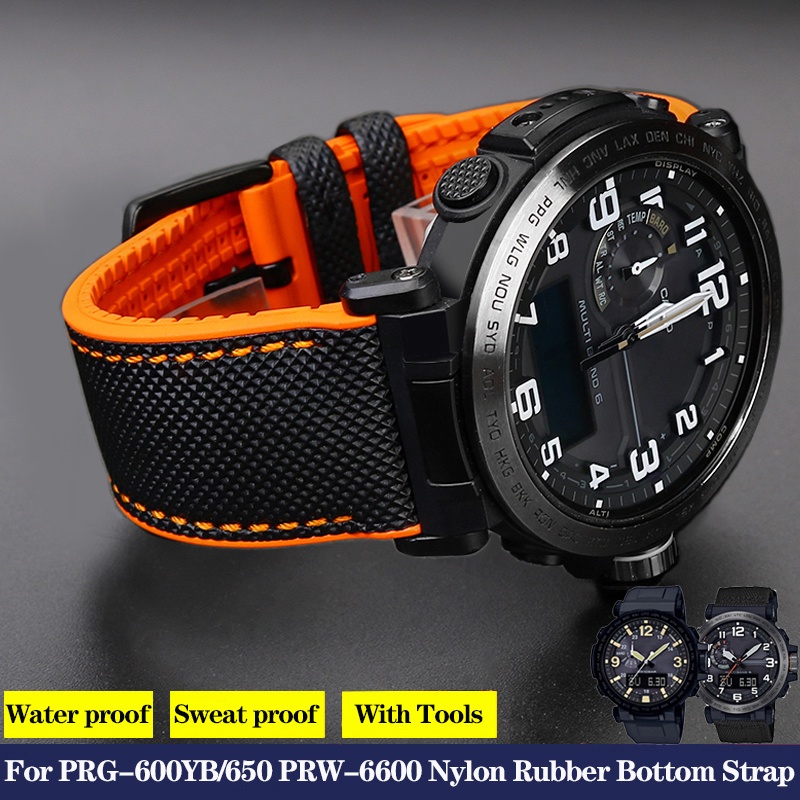 YIFILM Dây Đeo Cao Su Nylon Bền Cho Đồng Hồ Casio PROTREK Series PRG-650 PRW-6600 Casio PRG600
