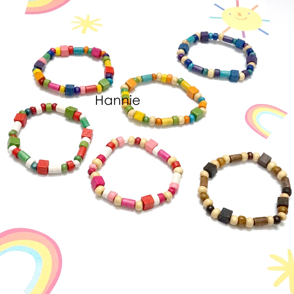 (Hồng/Nâu/Xanh/Vàng/Đỏ) Vòng tay hạt gỗ nhiều màu - Dây đeo tay nam nữ handmade đơn giản