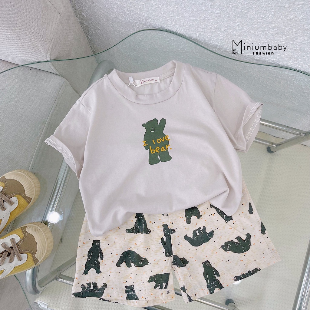 [MINIUMBABY] Đồ Bộ Cộc Tay Kẻ Nắp Túi Cho Bé Trai Hàng thiết kế cao cấp
