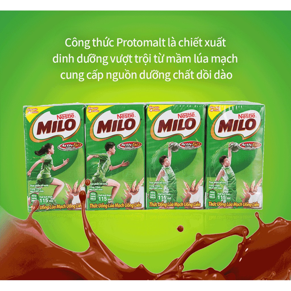 [ Ống hút giấy ]Combo 3 Lốc sữa Milo 115ml date mới