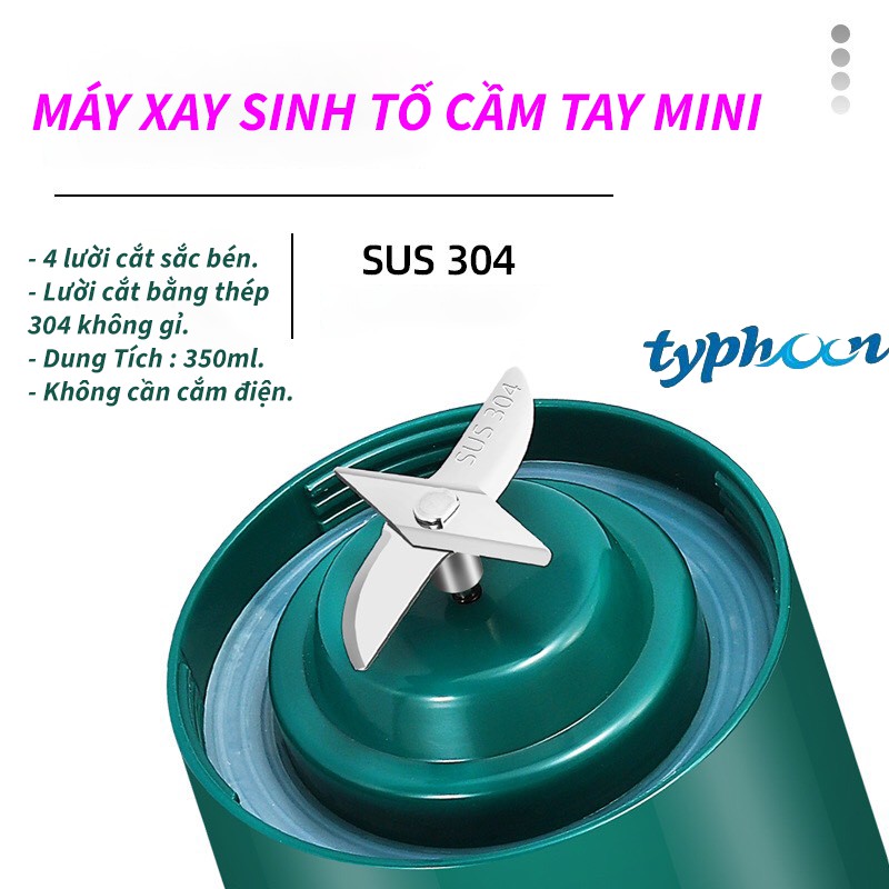 [HOT] Máy Xay Sinh Tố Mini, Máy Xanh Sinh Tố Cầm Tay Tích Điện Tiện Dụng MX06