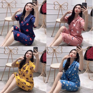 Đồ bộ ngủ Pijama áo cộc quần lửng- chọn màu ngẫu nhiên, mặc cực mát mền mại