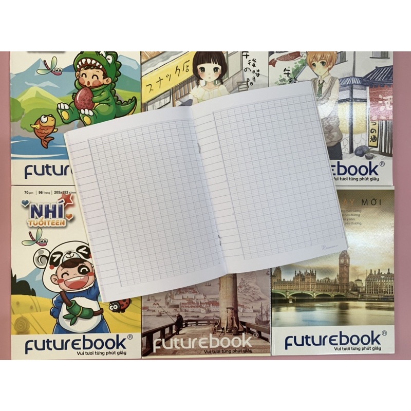 Tập học sinh Futurebook 96 trang, ô kẻ ngang, ô caro 4 ôly, định lượng 70gsm