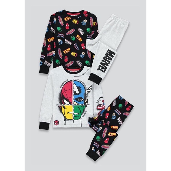 Set 2 bộ dài tay Marvel Next ghi đen cho bé trai
