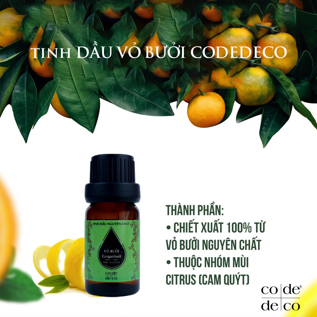 [Mã SKAMLTSM9 giảm 10% đơn 99K] Tinh Dầu Vỏ Bưởi CODE DECO 10ml Giúp Thơm Phòng, Khử Mùi , Thư Giãn