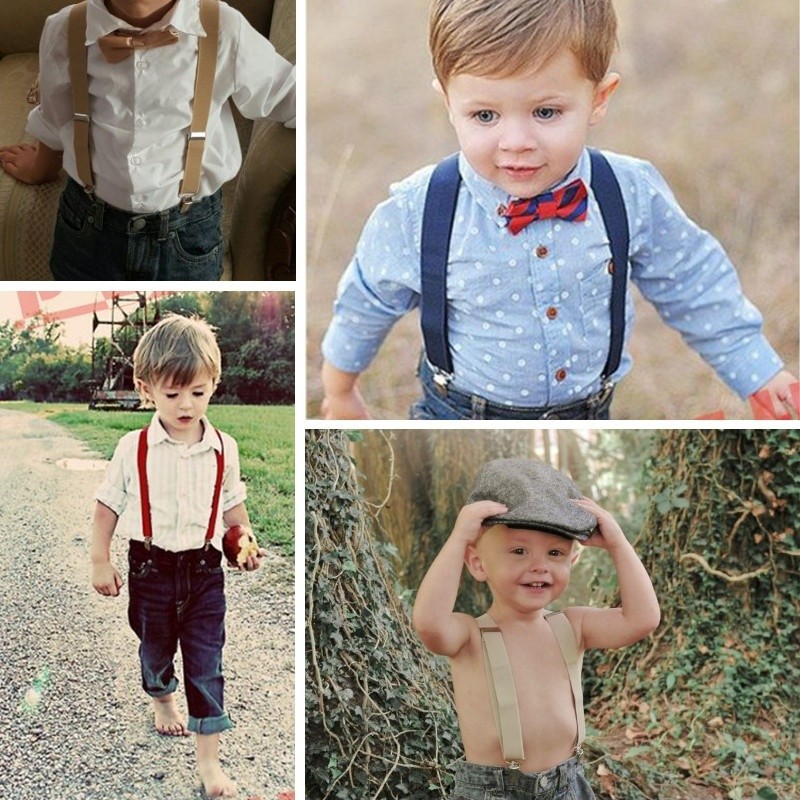 Dây đai quần yếm co giãn có thể điều chỉnh đính nơ dễ thương cho bé