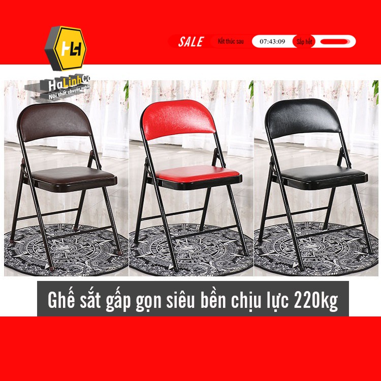 Ghế văn phòng gấp gọn siêu bền chịu lực đến 220kg (BH 12 tháng) ghế sắt sơn tĩnh điện ghế ăn ghế cà phê