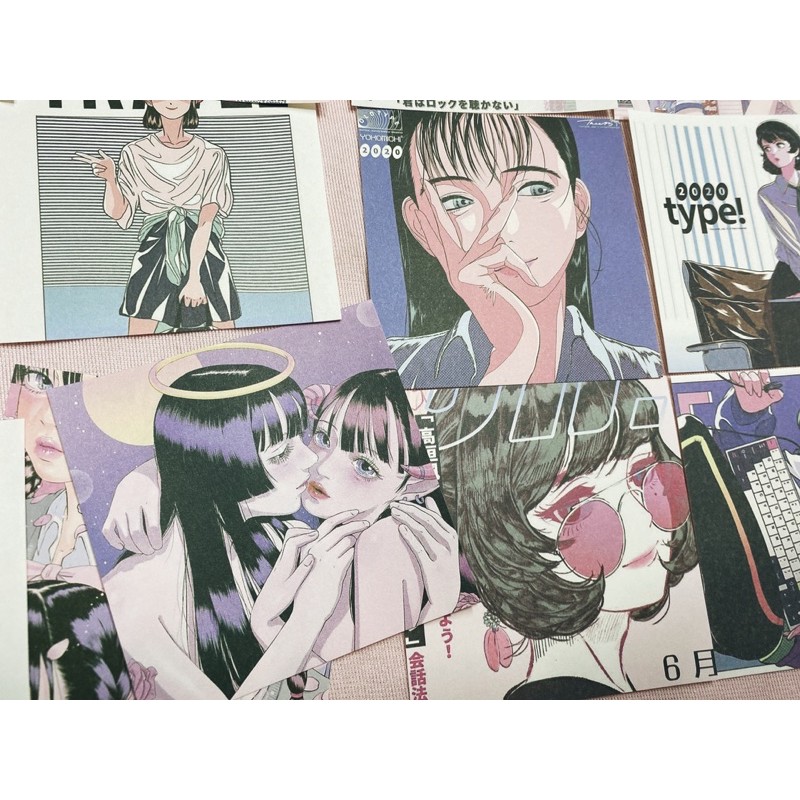 Postcard giấy nền Anime Girl 90s cô gái cổ điển dễ thương NoBrand