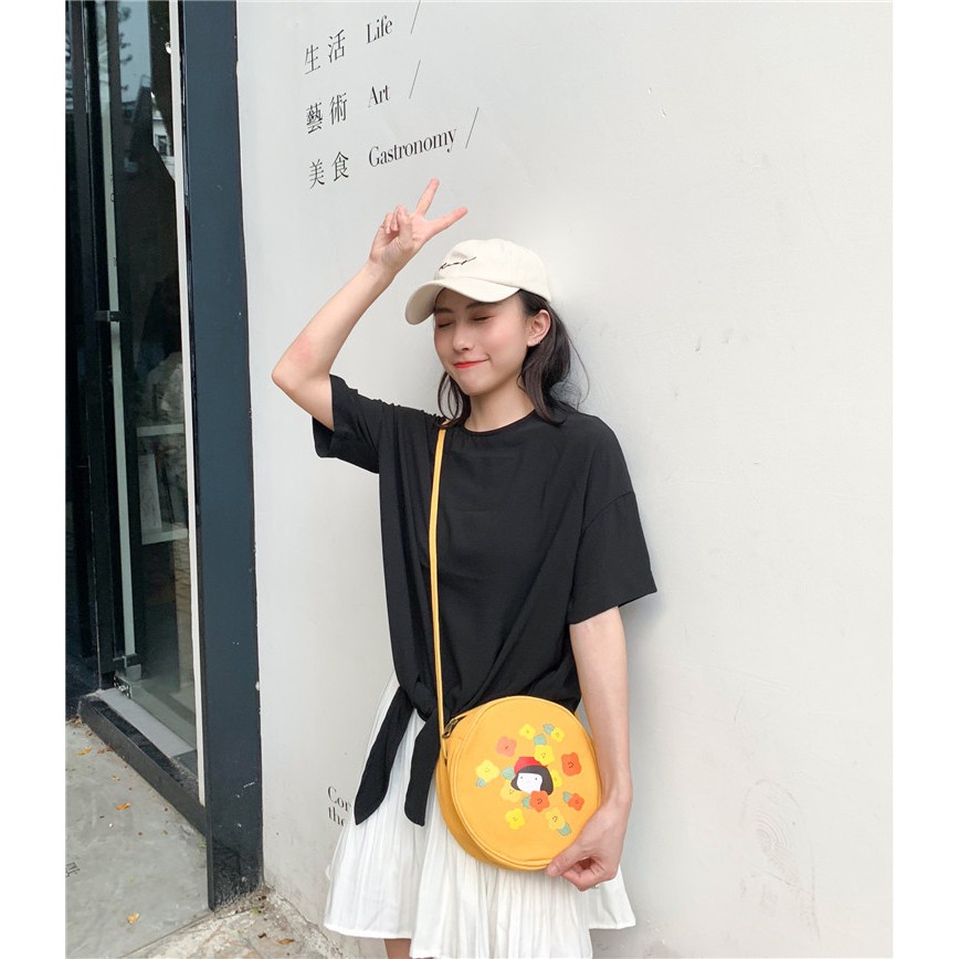 Túi đeo chéo canvas túi cầm tay họa tiết cô gái - Mã TV009