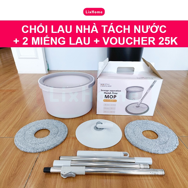 Chổi lau nhà thông minh tách nước K9 xoay 360 độ mạnh gấp 3 lần, cây lau nhà thông minh tách nước sạch, bẩn có vòi xả