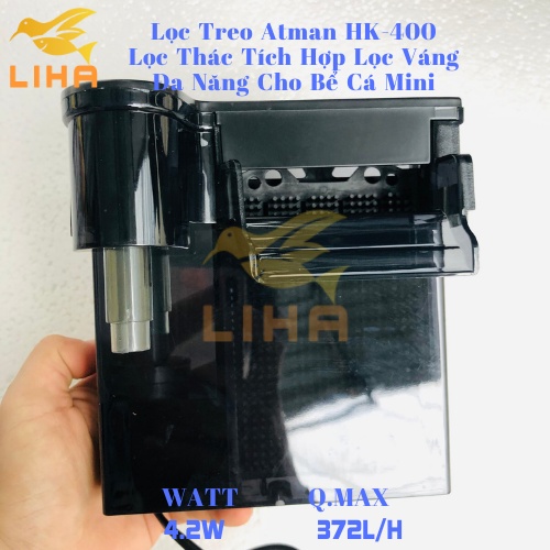 Lọc Treo Atman HK-400 (4.2W-372L/H) - Lọc Thác Tích Hợp Lọc Váng Đa Năng Cho Bể Cá Mini