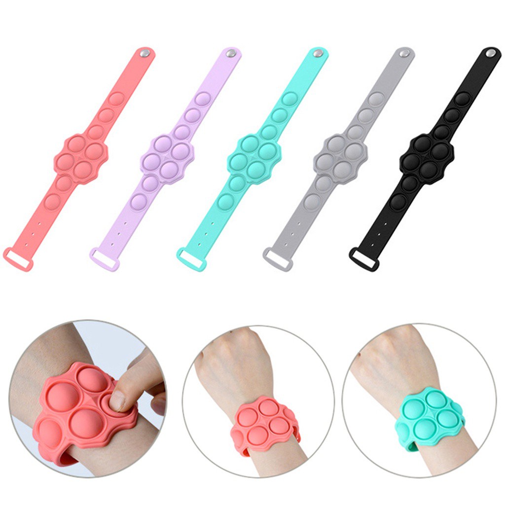 JUNE New Fidget Toy Silicone Bracelet Sensory Toys Non-Toxic Killing Time Funny Gifts Waterproof Kids or Adult Keychain Stress Relief/Multicolor