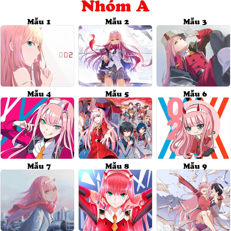 &lt;18 mẫu&gt;Lót chuột máy tính Anime Darling in the Franxx Zero Two cỡ bàn di chuột lớn 20x24cm chất liệu mouse pad cao su