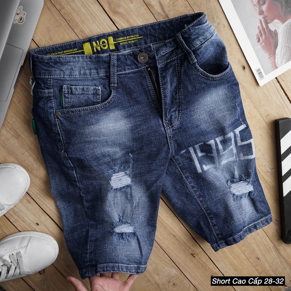 Quần short jean nam cao cấp, quần Jean Bụi SMF