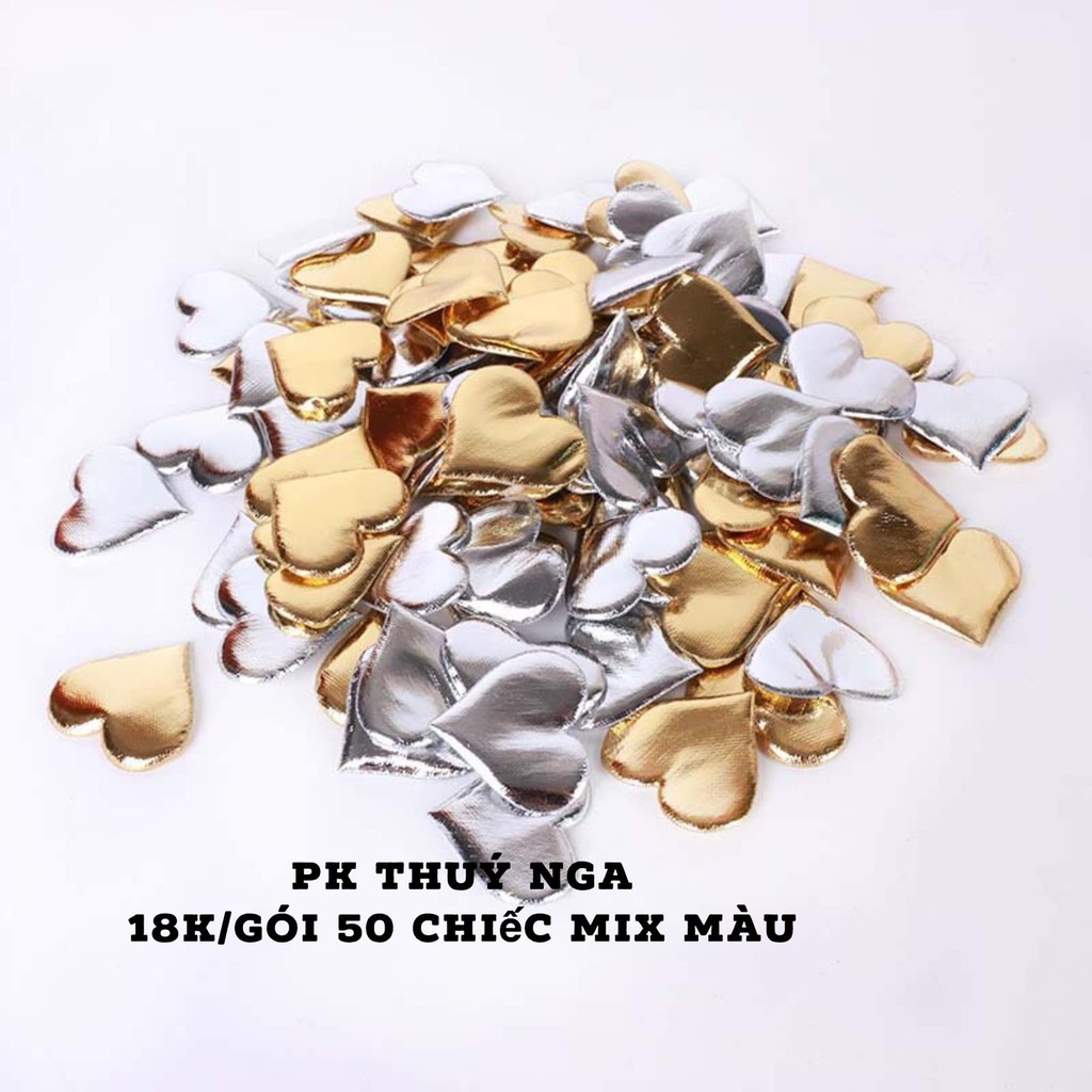 TÚI 50 TIM VÀNG BẠC( KHÔNG QUE CẮM) TRANG TRÍ BÁNH KEM