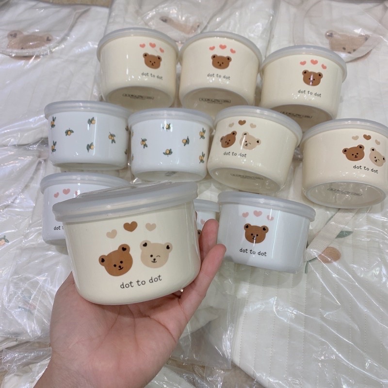 Bát sứ đựng đồ ăn dặm phong cách hàn quốc_Thố sứ,Hủ sứ ăn dặm hấp được lò vi sóng có nắp đậy