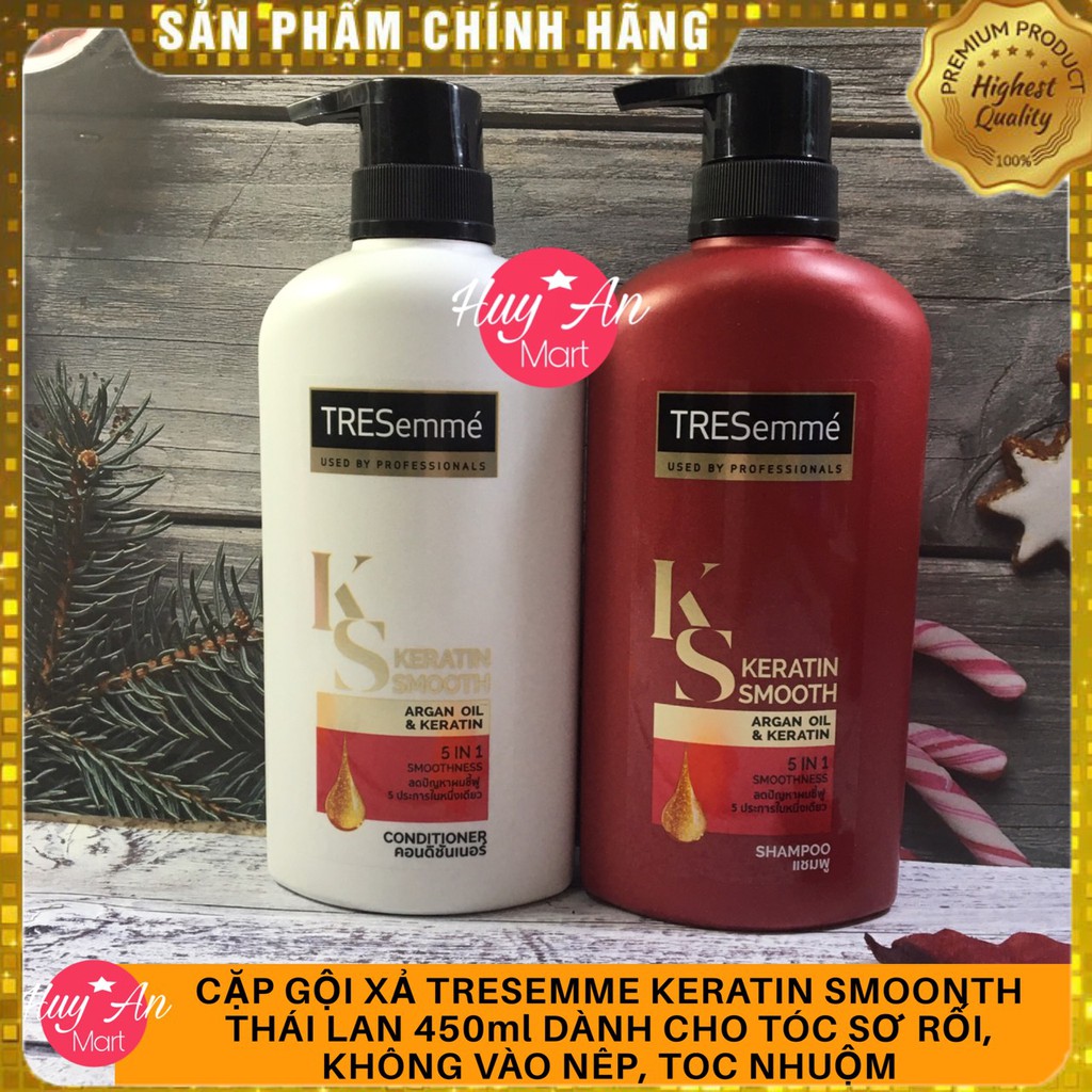 [HÀNG THÁI CHUẨN] Cặp dầu gội, xả Tresemme Keratin Smooth Thái Lan 450 +400ml SUÔN MƯỢT VÀO NẾP