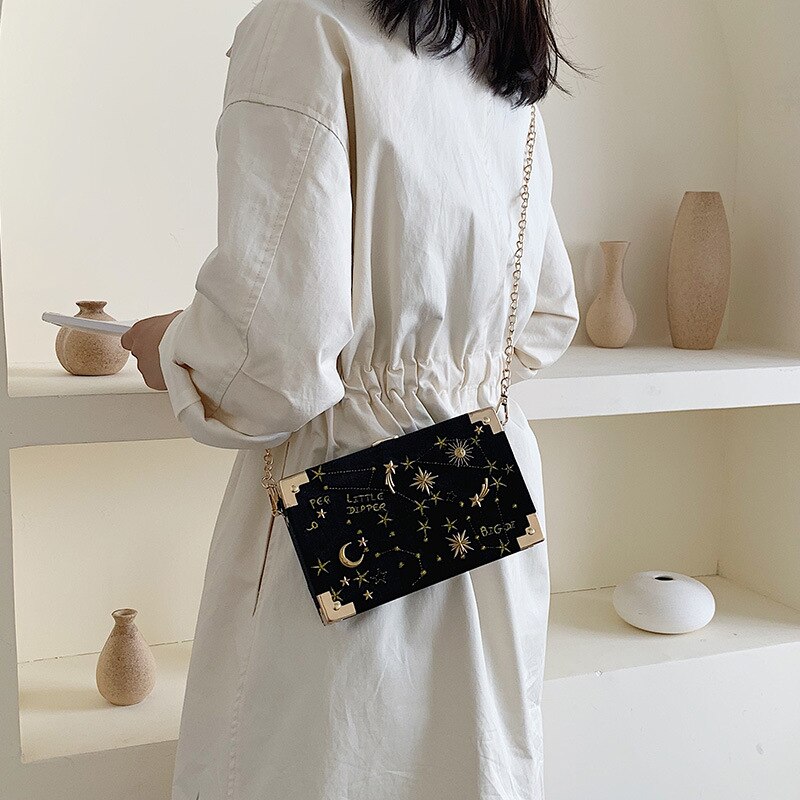 Túi Đeo Chéo JASMIN NOIR Bằng Vải Nhung Phối Dây Xích Thời Trang Cho Nữ
