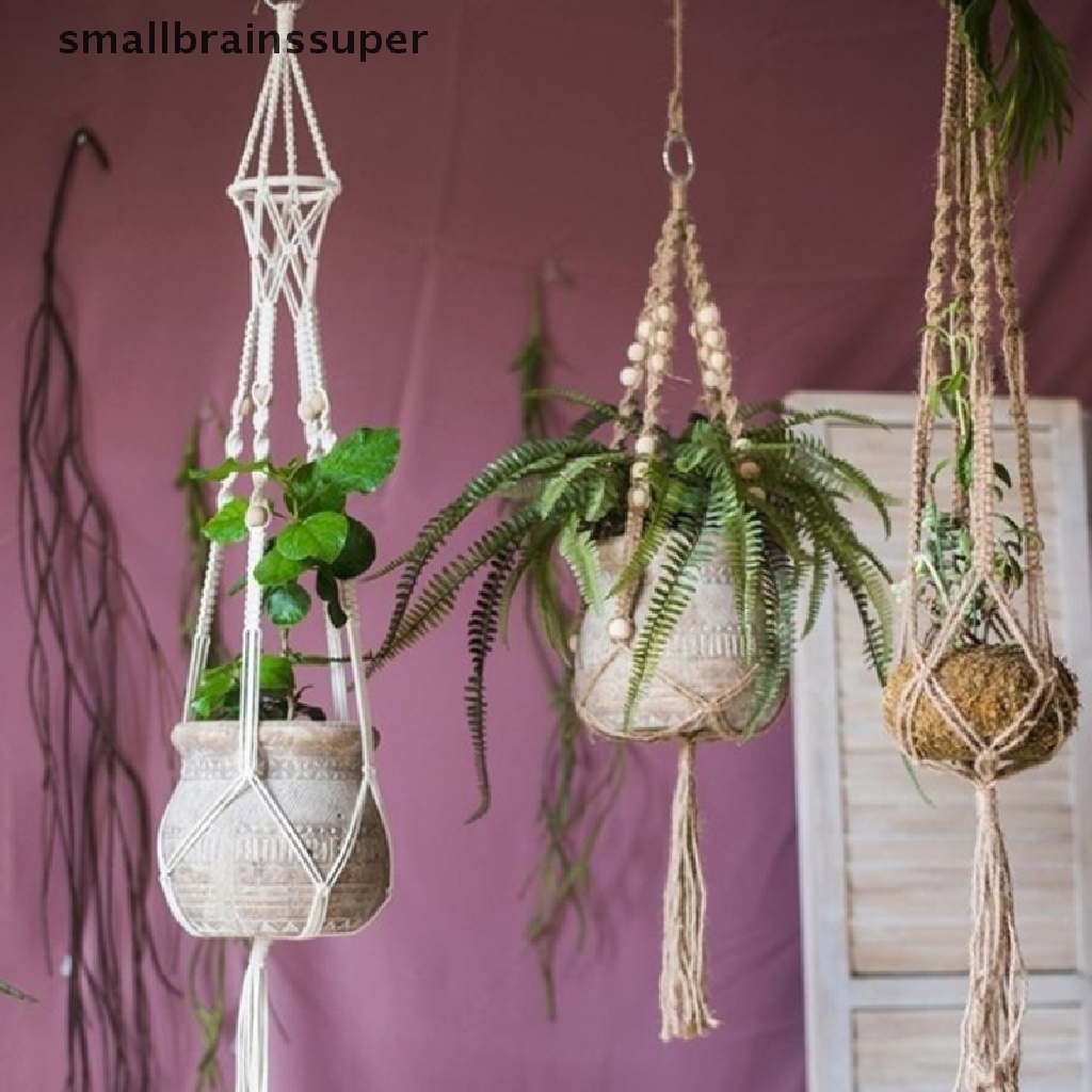 Giá đỡ chậu hoa bằng dây thừng treo tường trang trí sân vườn