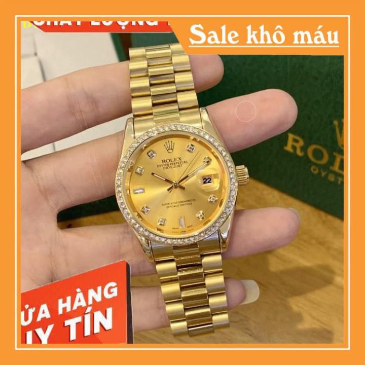 (Rolex.viền Đá) Đồng hồ nam ROLEX - hàng cao cấp -dây đúc đặc, không bay màu- Bảo hành 12 tháng - Donho.rolex