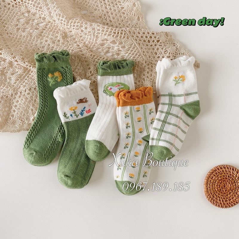 Tất Bé Trai Bé Gái (Set 5 Đôi), Vớ Cotton Mềm Mại Thoáng Khí In Họa Tiết Hoạt Hình Dễ Thương Cho Bé 0-12 Tuổi