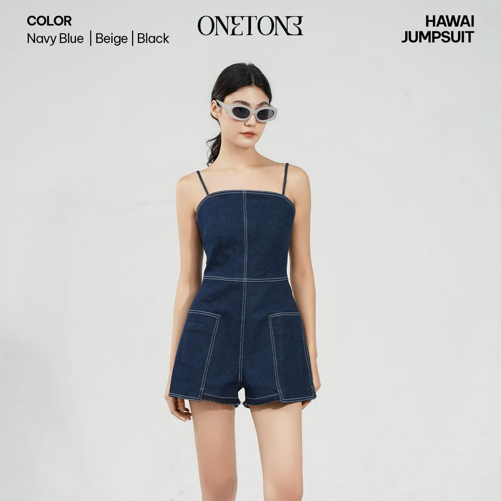 Jumpsuit Onetone dáng ngắn hai dây phối túi Hawai