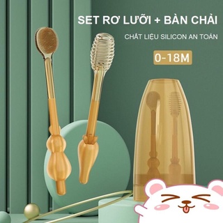 Set Rơ Lưỡi + Bàn Chải Silicon Cho Bé Từ 0 - 18 Tháng