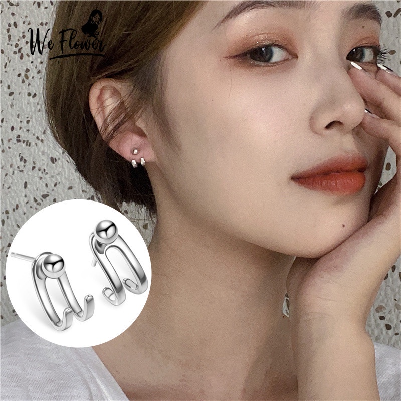 We Flower Khuyên tai nữ mạ bạc 925 thiết kế đơn giản thời trang