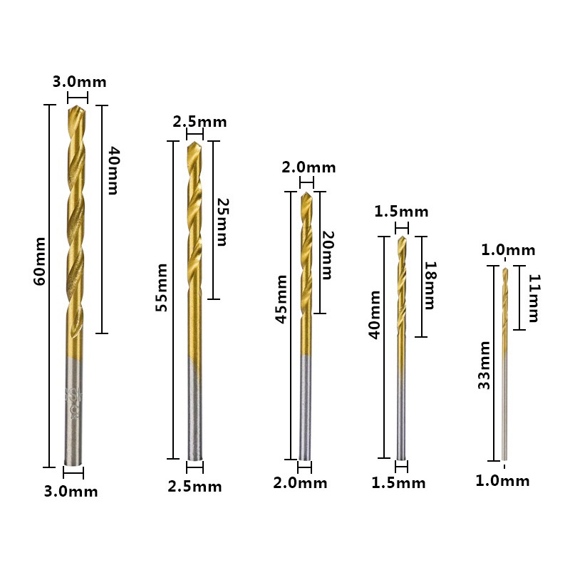 Bộ 50 Mũi Khoan Xoắn 1-3mm Tốc Độ Cao