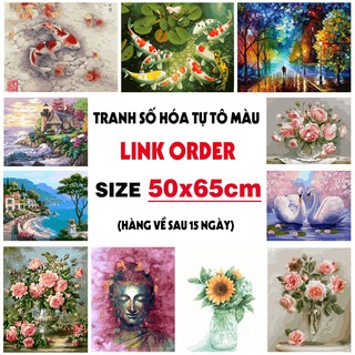 [ORDER] Tranh tô màu theo số sơn dầu số hóa size to 50x65cm Đã căng khung Order 15 ngày