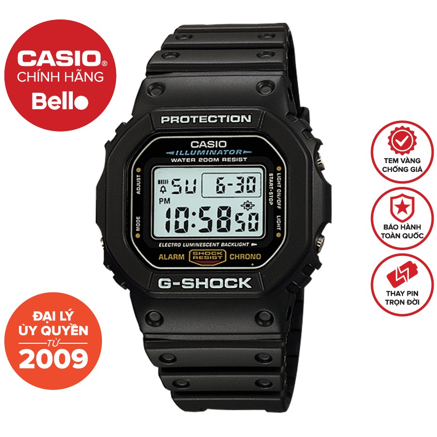 Đồng hồ Nam Dây Nhựa Casio G-Shock DW-5600E-1 chính hãng bảo hành 5 năm Pin trọn đời