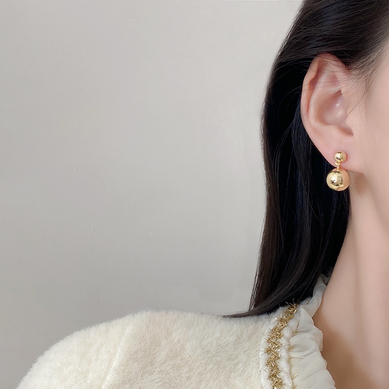 Bông Tai Một Phong Cách Retro Pháp Đính Ngọc Trai Kim Loại Đơn Giản Độc Đáo