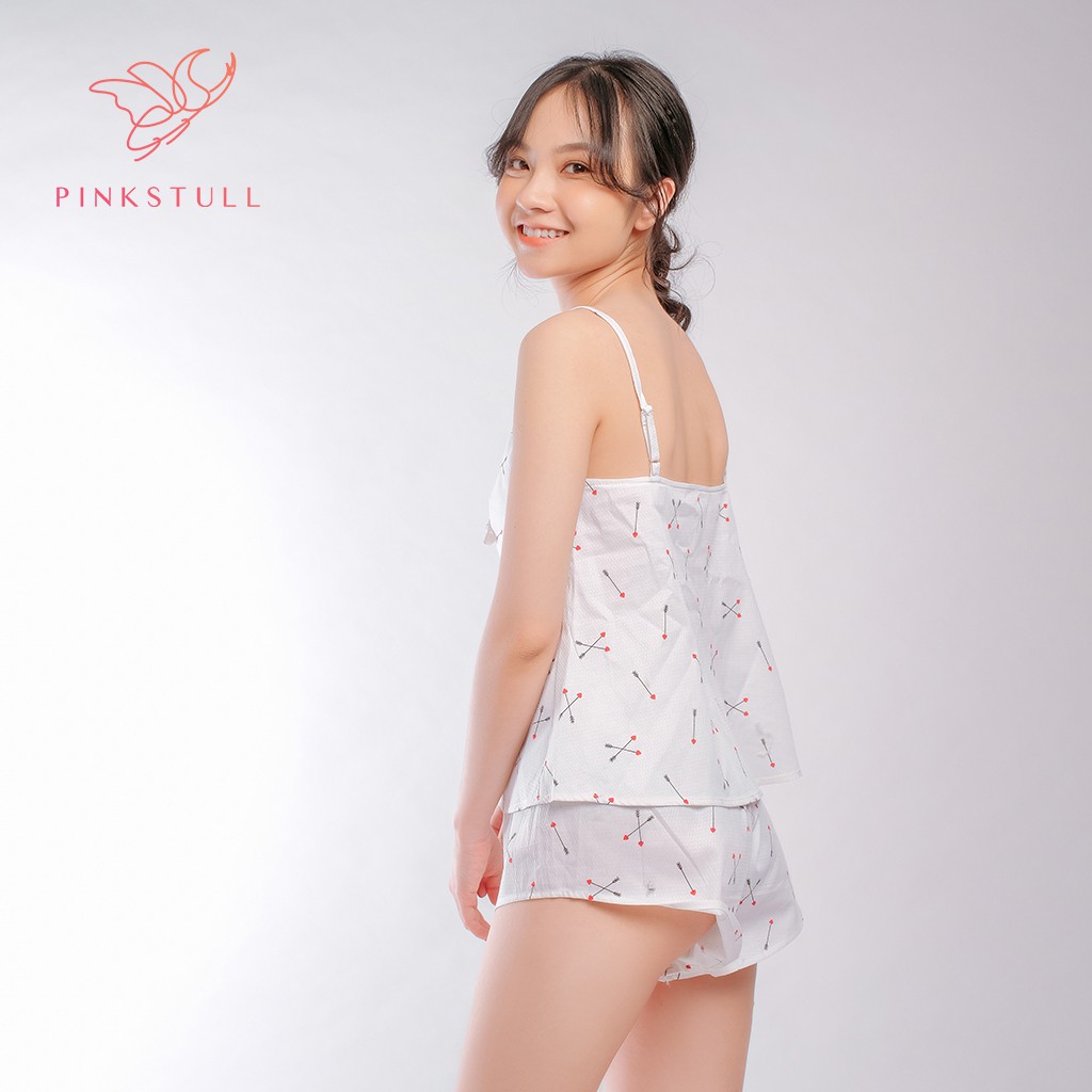 Bộ đồ ngủ hai dây Pink Stull nơ ngực mũi tên