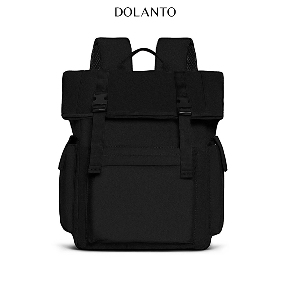 Balo Đi Học ULZZANG Chống Nước Cao Cấp Thời Trang Rẻ Đẹp Nhẹ Vải Canvas Đen Đựng Laptop Đi Chơi Du Lịch Nam Nữ DOLANTO