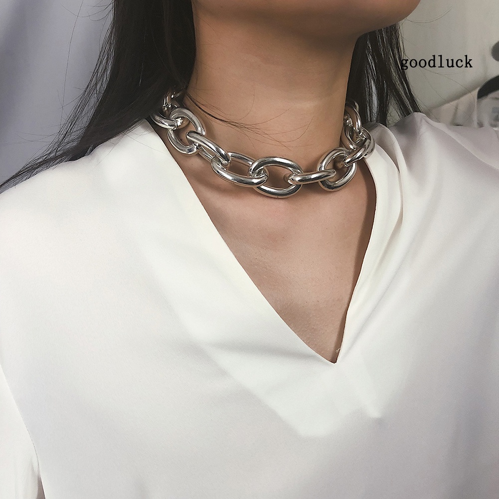 Vòng Cổ Choker Dây Mắt Xích To Bóng Phong Cách Punk Cá Tính Dành Cho Nữ