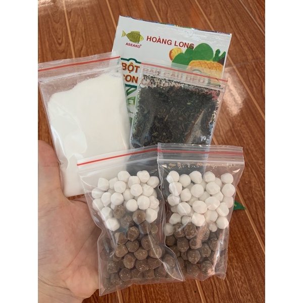 set trà thái xanh gồm 1 túi trân châu đen trắng +1 gói thạch rau câu dẻo + 1 túi trà thái +1 túi bột kem béo