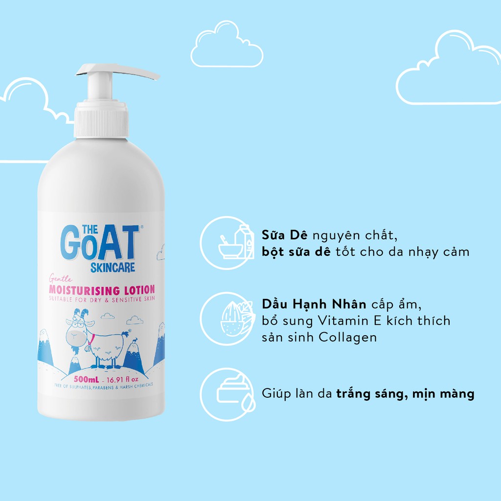 Combo Sữa tắm &amp; Dưỡng thể chiết xuất Sữa Dê The Goat Skincare (500ml x 2)