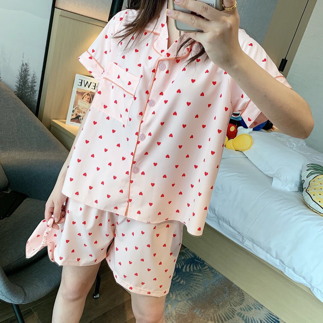 áo nữ đồ bộ pyjama Đồ mặc nhà pijama Bộ Đồ Ngủ Vải Phi Bóng Phối Họa Tiết Cừu Gợi Cảm Cho Nữ đồ ngủ nữ tiểu thư dễ thương lụa sexy cute bigsize dài tay hai 2 dây