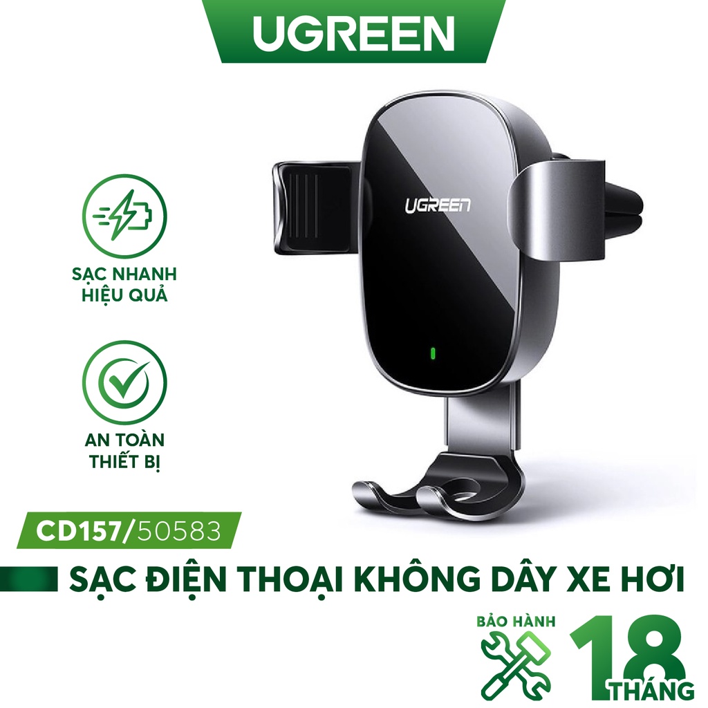 Sạc điện thoại không dây, cắm khe gió điều hòa trên xe hơi UGREEN CD157 50583 dùng cho màn hình từ 4.7-6.2 inch