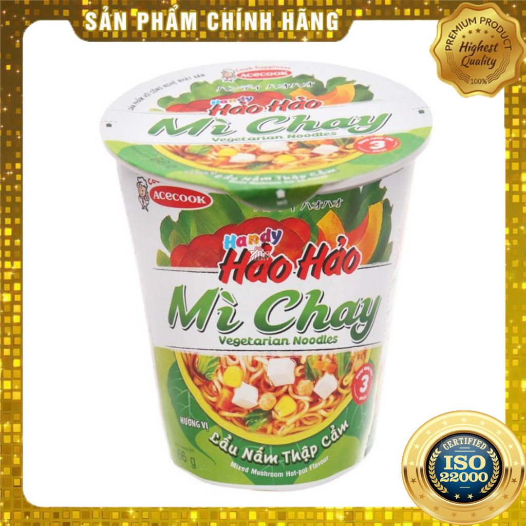 [ Yams Mart ] Combo 3 Mì Hảo Hảo Lẩu Nấm Chay Ly 66g