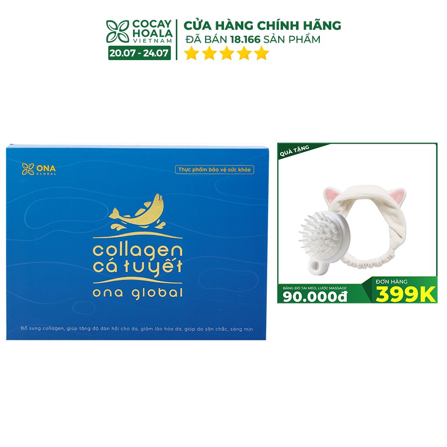 Collagen cá tuyết Cocayhoala làm đẹp da, da săn chắc, căng bóng ngậm nước ẩm mượt hộp 30 gói