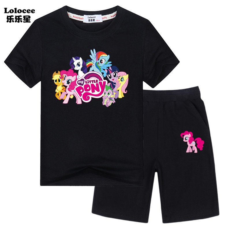 MY LITTLE PONY Bộ Quần Áo 2 Mảnh Áo Thun + Quần Short Hình Ngựa Một Sừng Cho Bé Gái