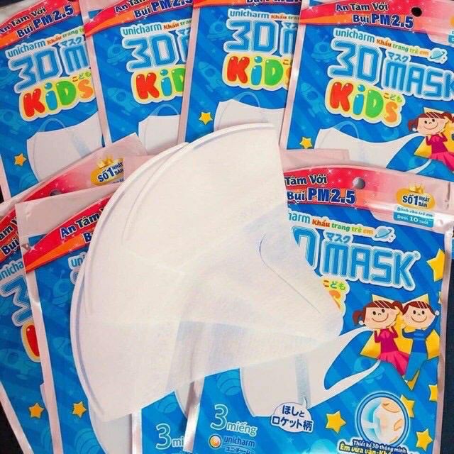 (6 cái/gói)Khẩu Trang Trẻ Em 3D Mask Kids Unicharm VN