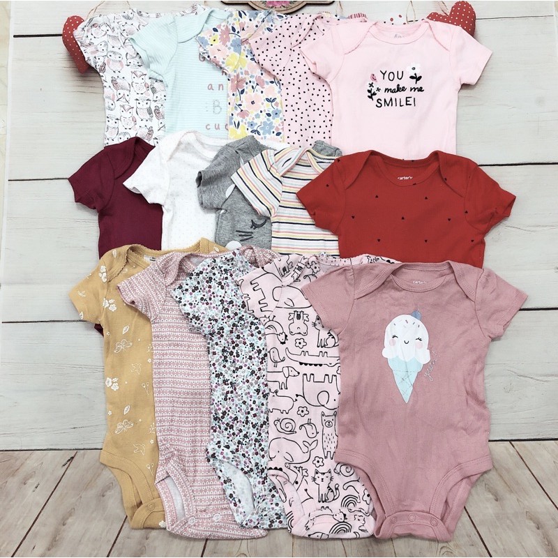 Body chip Carter chất cotton mềm thoáng thấm hút mồ hôi, bodysuit sơ sinh xuất dư cho bé