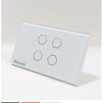 bằng điện thoại HUNONIC 4 Nút màu trắng ⚡️ WIFI + HẸN GIỜ (Công nghệ 4.0)