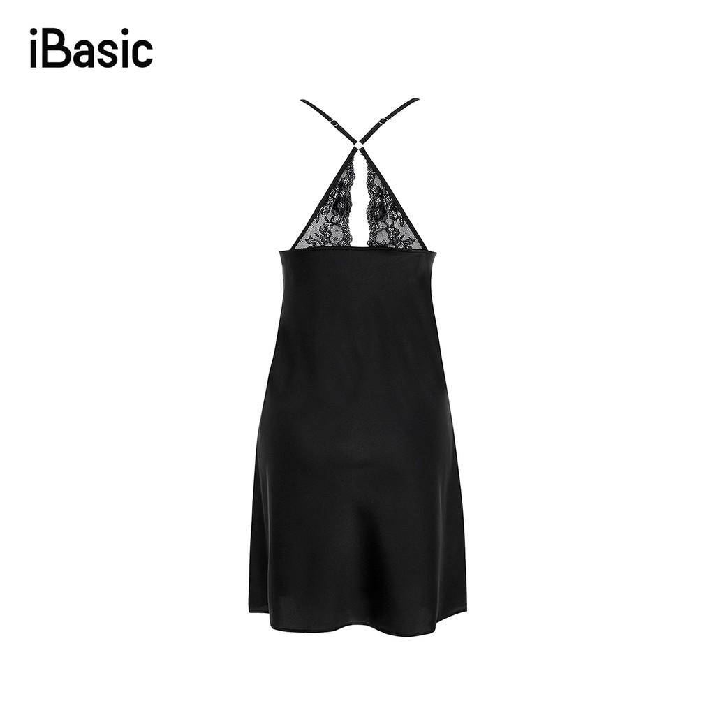 Đầm ngủ lụa satin phối ren mềm mại iBasic SW038