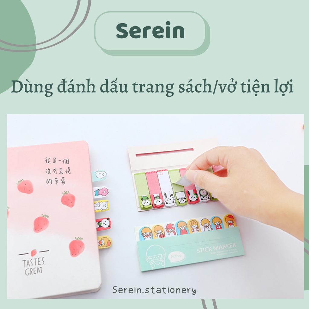 Giấy dán ghi chú đánh dấu sách cute SEREIN in họa tiết động vật dễ thương tiện dụng văn phòng phẩm phong cách Hàn Quốc